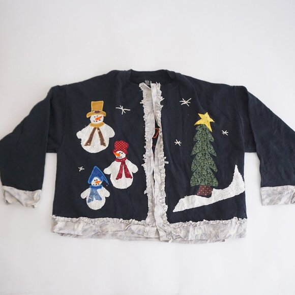 Vintage Fruit of the Loom Christmas Snowman Sweatshirt 2XL Holiday Festive - Picture 1 of 9